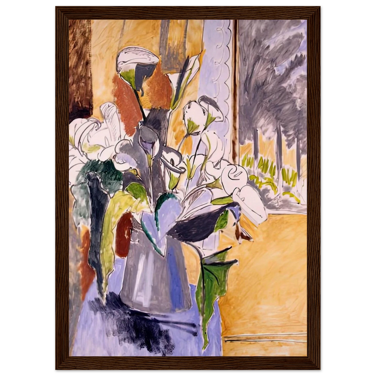 BOUQUET OF FLOWERS ON A VERANDA 1912 Framed Poster | Henri Matisse Framed Prints Wall Art | Henri Matisse Print