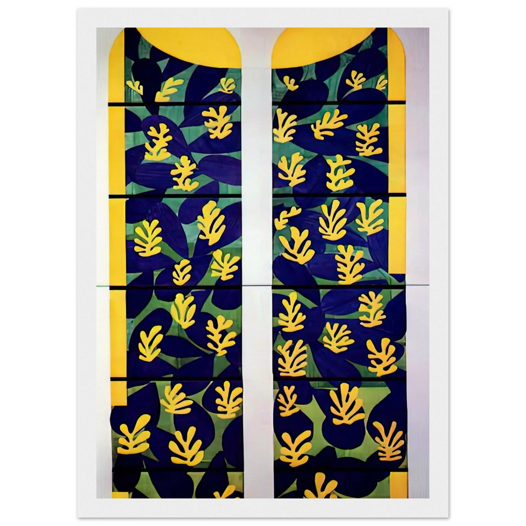 TREE OF LIFE STAINED GLASS BEHIND THE ALTAR IN THE CHAPEL OF THE ROSARY AT VENCE 1951 Framed Poster | Henri Matisse Framed Prints Wall Art | Henri Matisse Print