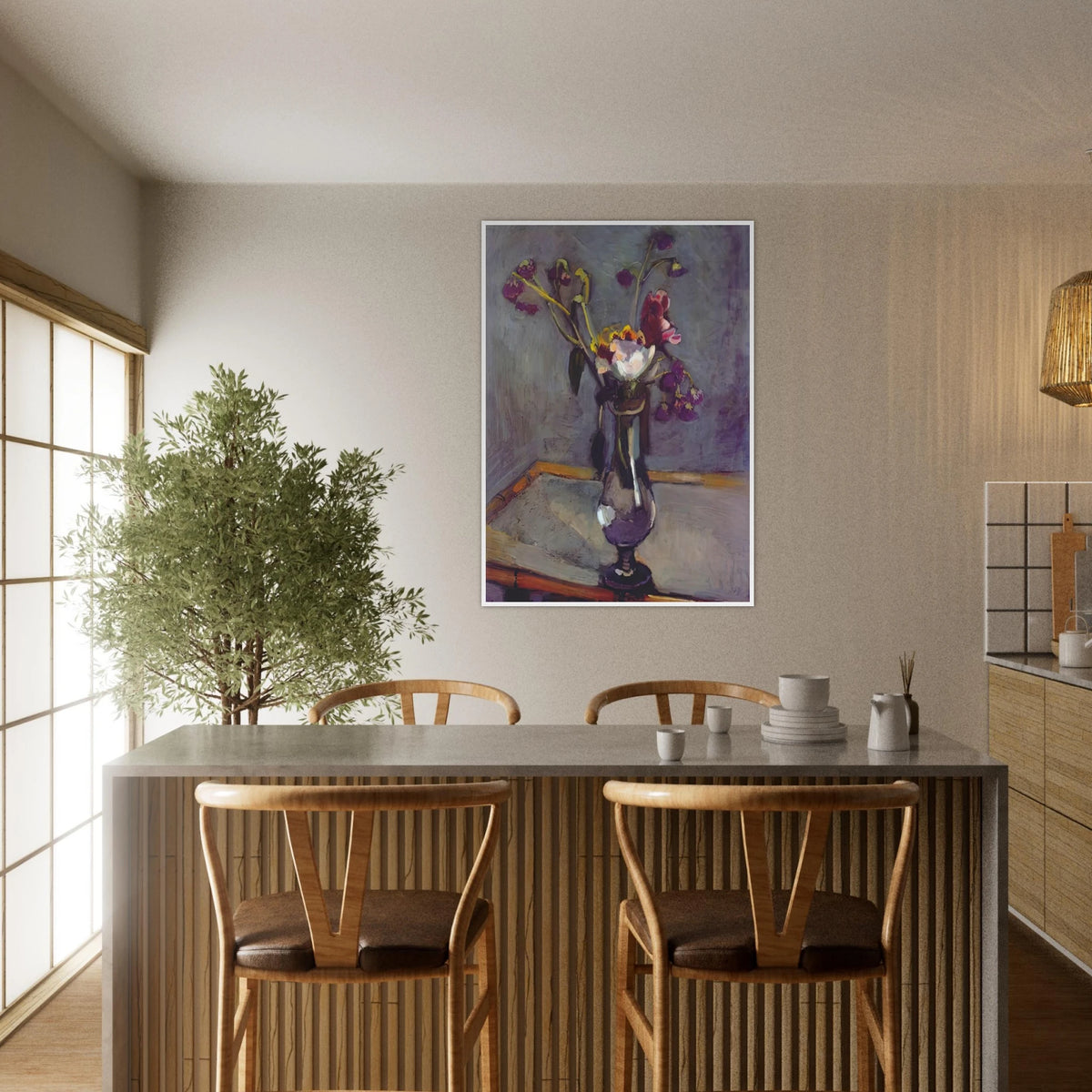 BOUQUET ON A BAMBOO TABLE 1903 Framed Poster | Henri Matisse Framed Prints Wall Art | Henri Matisse Print