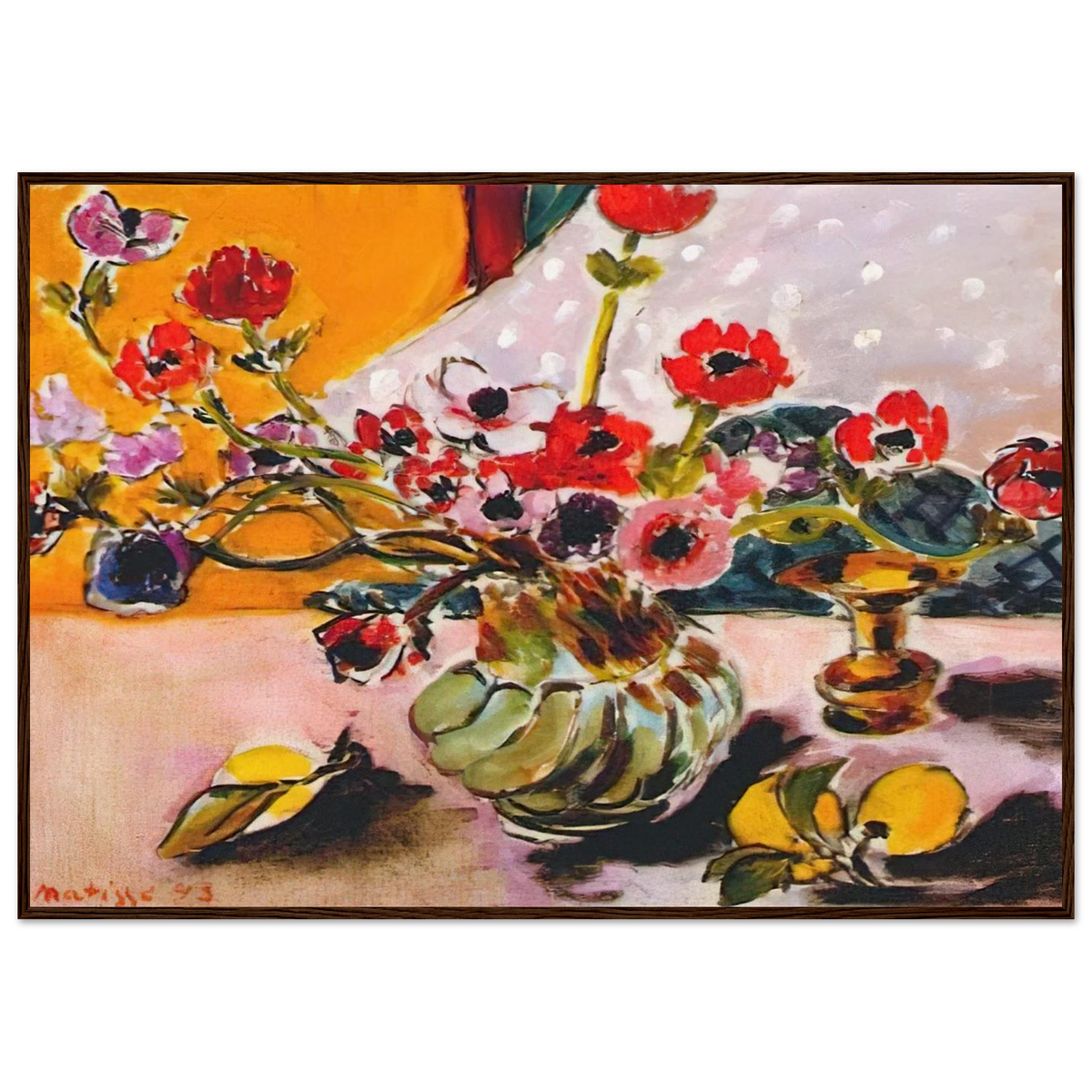 ANEMONES AND CHINESE VASE 1943 Framed Poster | Henri Matisse Framed Prints Wall Art | Henri Matisse Print