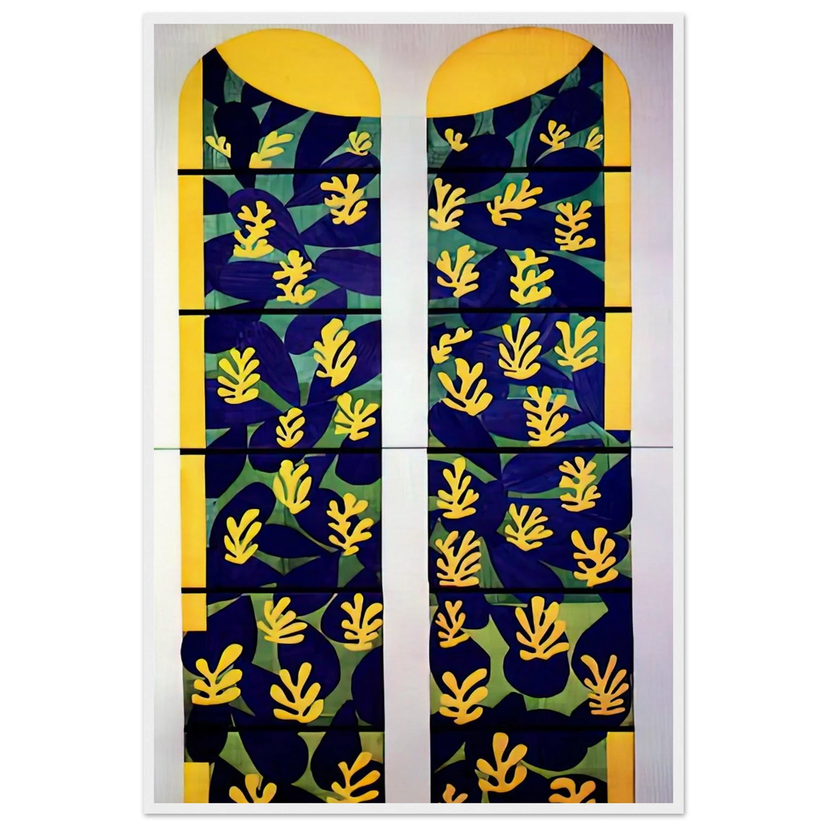 TREE OF LIFE STAINED GLASS BEHIND THE ALTAR IN THE CHAPEL OF THE ROSARY AT VENCE 1951 Framed Poster | Henri Matisse Framed Prints Wall Art | Henri Matisse Print