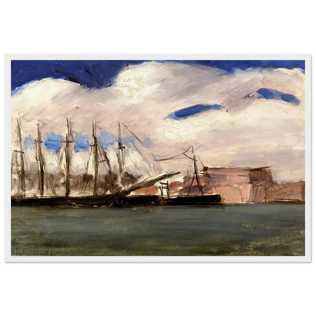 WHITE CLOUDS THE OLD PORT OF MARSEILLE 1918 Framed Poster | Henri Matisse Framed Prints Wall Art | Henri Matisse Print