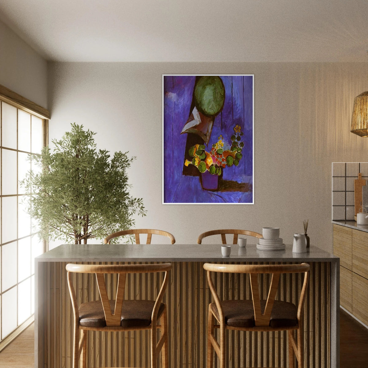 FLOWERS AND CERAMIC PLATE Framed Poster | Henri Matisse Framed Prints Wall Art | Henri Matisse Print