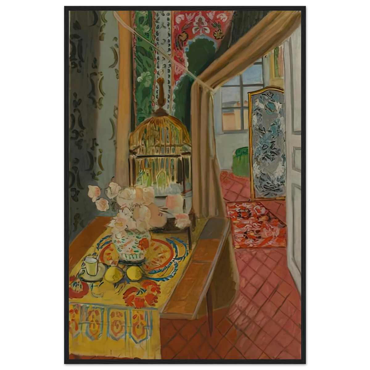 INTERIOR FLOWERS AND PARAKEETS 1924 Framed Poster | Henri Matisse Framed Prints Wall Art | Henri Matisse Print