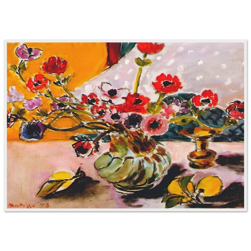 ANEMONES AND CHINESE VASE 1943 Framed Poster | Henri Matisse Framed Prints Wall Art | Henri Matisse Print