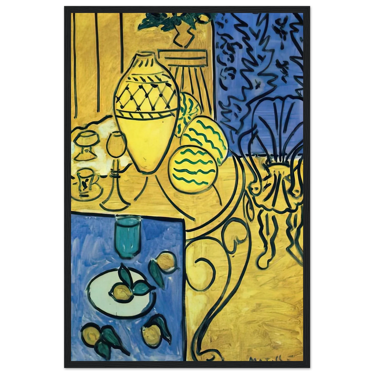 INTERIOR IN YELLOW 1946 Framed Poster | Henri Matisse Framed Prints Wall Art | Henri Matisse Print