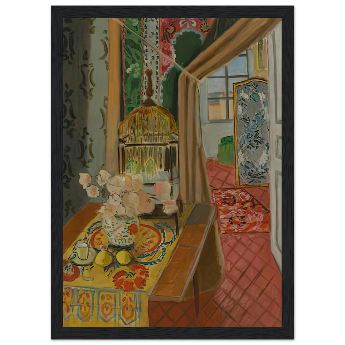 INTERIOR FLOWERS AND PARAKEETS 1924 Framed Poster | Henri Matisse Framed Prints Wall Art | Henri Matisse Print