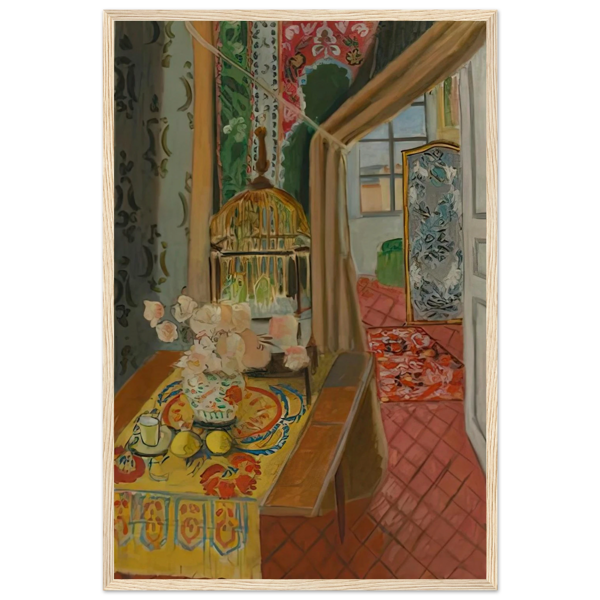 INTERIOR FLOWERS AND PARAKEETS 1924 Framed Poster | Henri Matisse Framed Prints Wall Art | Henri Matisse Print