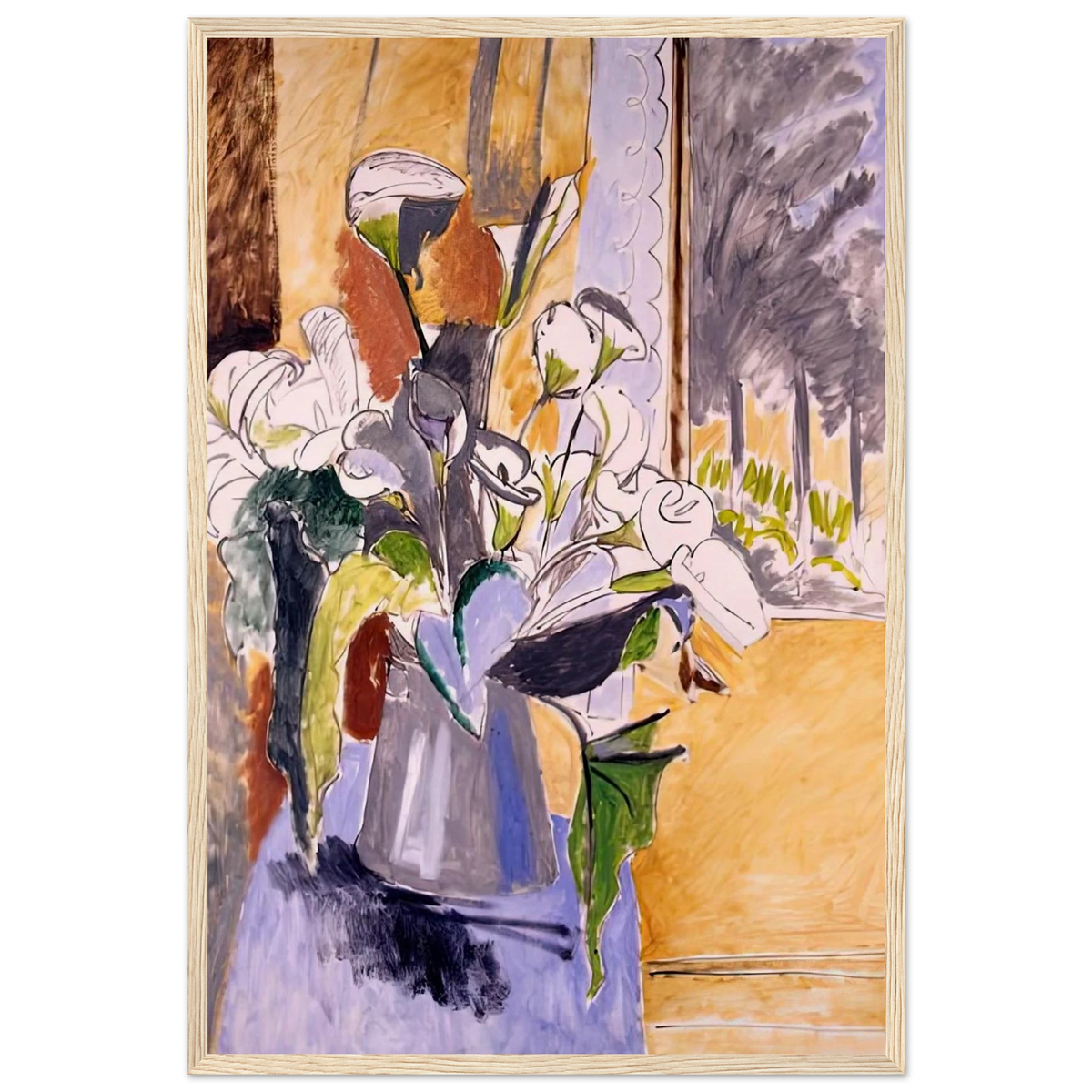 BOUQUET OF FLOWERS ON A VERANDA 1912 Framed Poster | Henri Matisse Framed Prints Wall Art | Henri Matisse Print