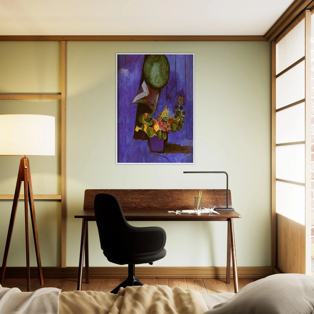FLOWERS AND CERAMIC PLATE Framed Poster | Henri Matisse Framed Prints Wall Art | Henri Matisse Print