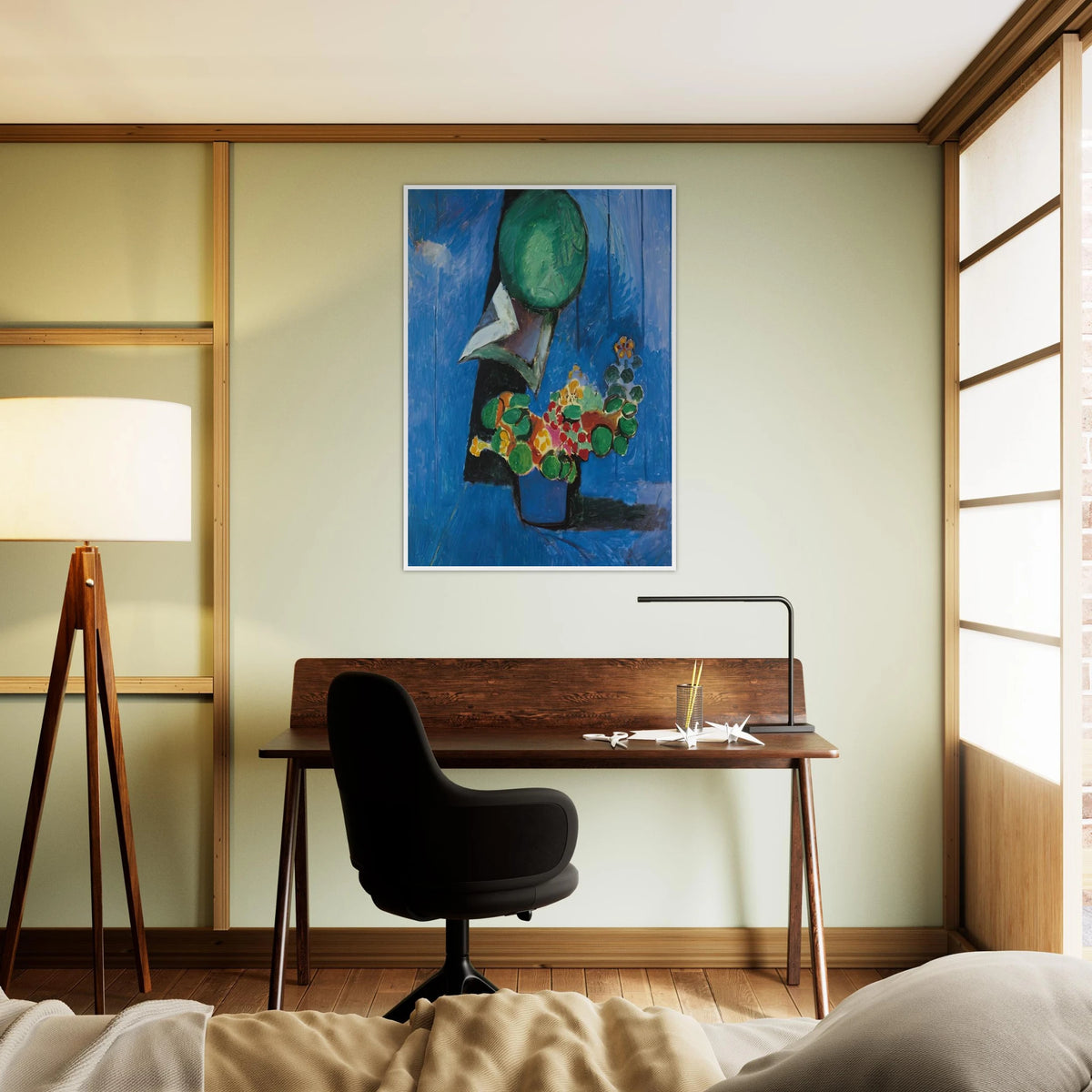 FLOWERS AND CERAMIC PLATE 1913 Framed Poster | Henri Matisse Framed Prints Wall Art | Henri Matisse Print