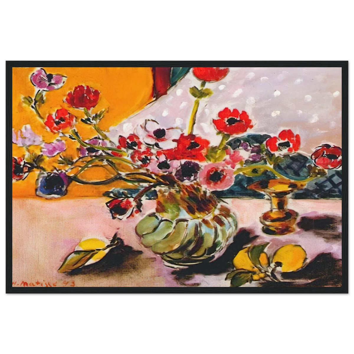 ANEMONES AND CHINESE VASE 1943 Framed Poster | Henri Matisse Framed Prints Wall Art | Henri Matisse Print