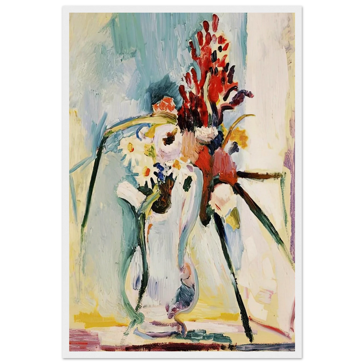 FLOWERS IN A PITCHER 1908 Framed Poster | Henri Matisse Framed Prints Wall Art | Henri Matisse Print