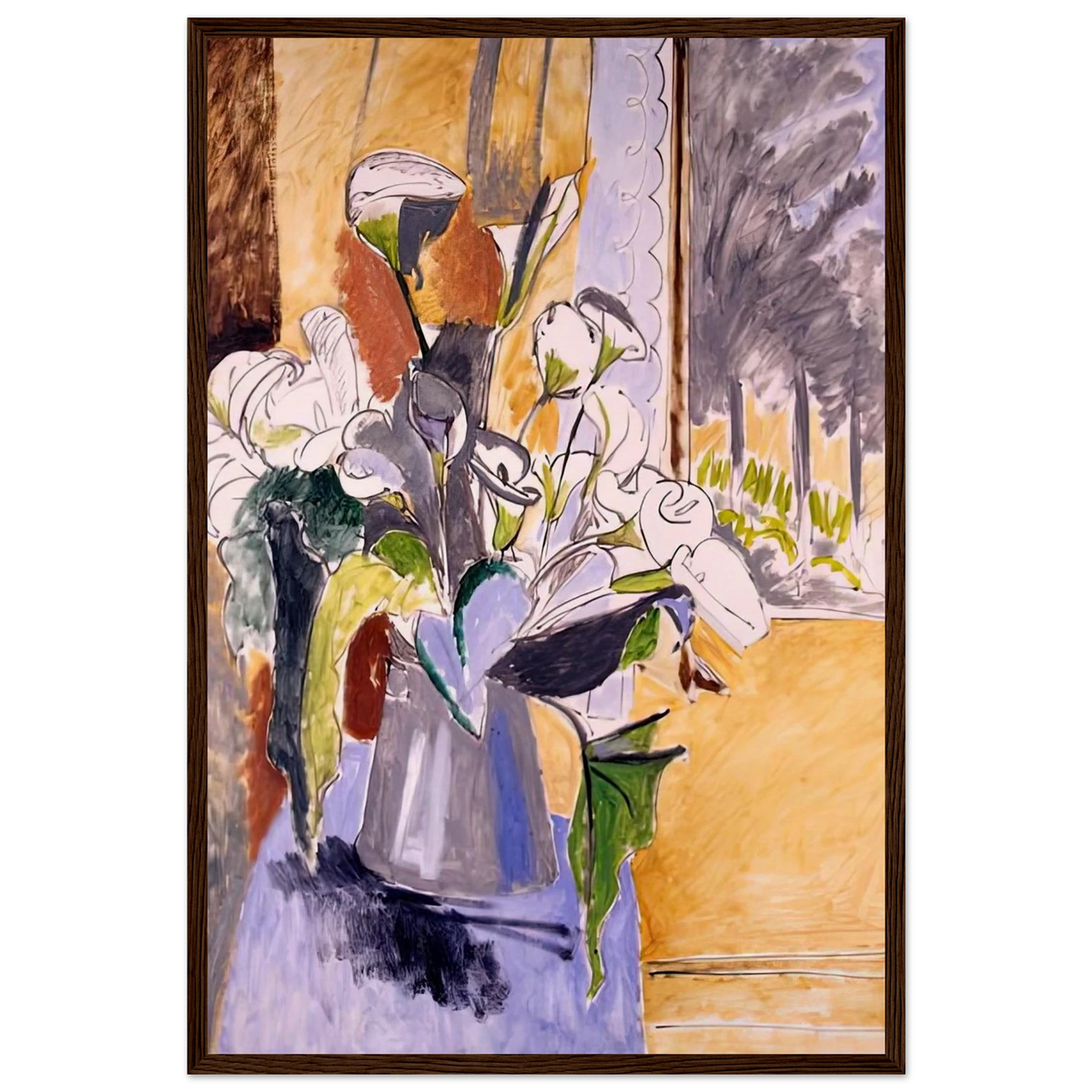 BOUQUET OF FLOWERS ON A VERANDA 1912 Framed Poster | Henri Matisse Framed Prints Wall Art | Henri Matisse Print