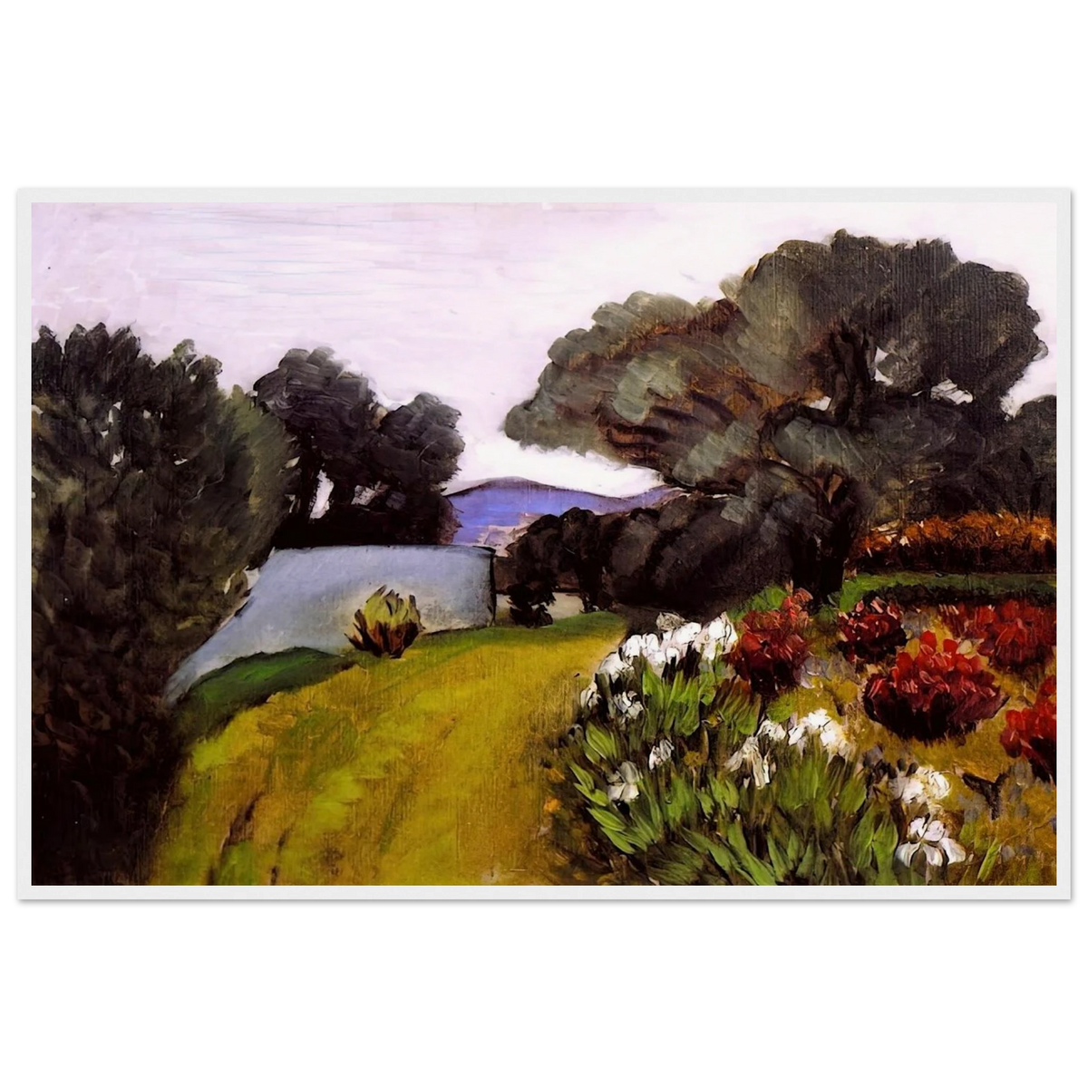 IN THE NICE COUNTRYSIDE GARDEN OF IRISES 1919 Framed Poster | Henri Matisse Framed Prints Wall Art | Henri Matisse Print