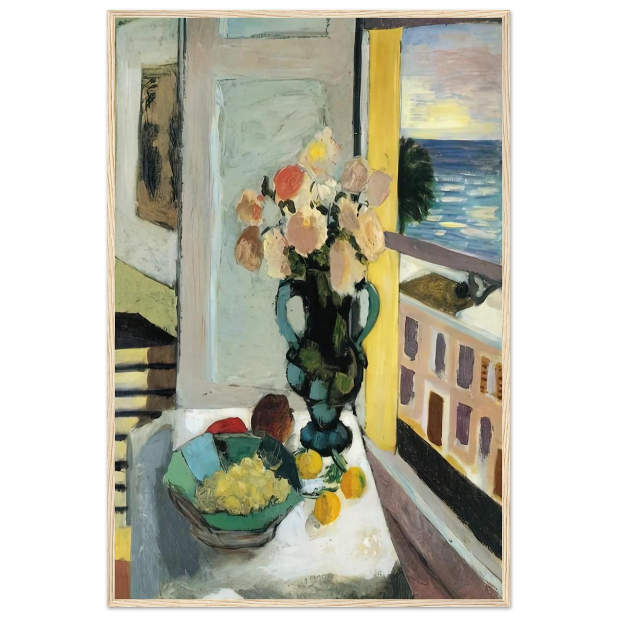 FLOWERS IN FRONT OF A WINDOW 1922 Framed Poster | Henri Matisse Framed Prints Wall Art | Henri Matisse Print
