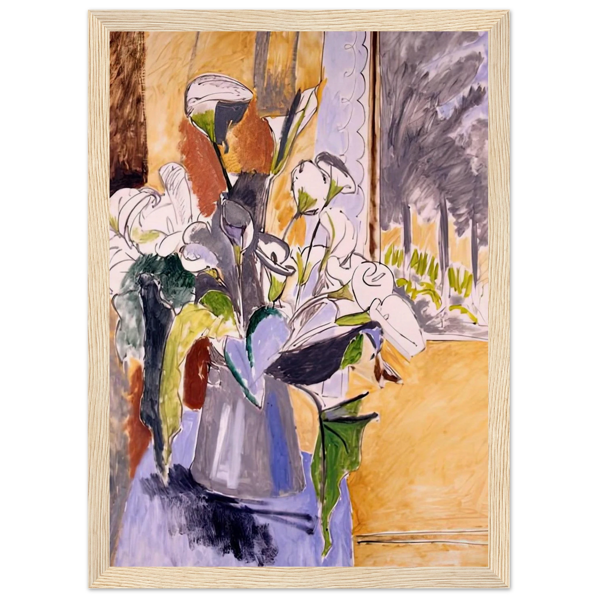 BOUQUET OF FLOWERS ON A VERANDA 1912 Framed Poster | Henri Matisse Framed Prints Wall Art | Henri Matisse Print