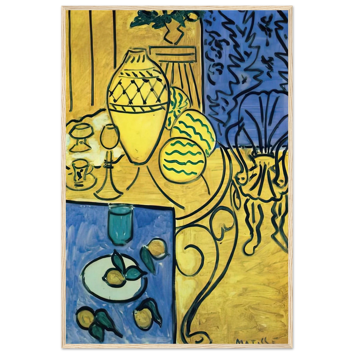INTERIOR IN YELLOW 1946 Framed Poster | Henri Matisse Framed Prints Wall Art | Henri Matisse Print