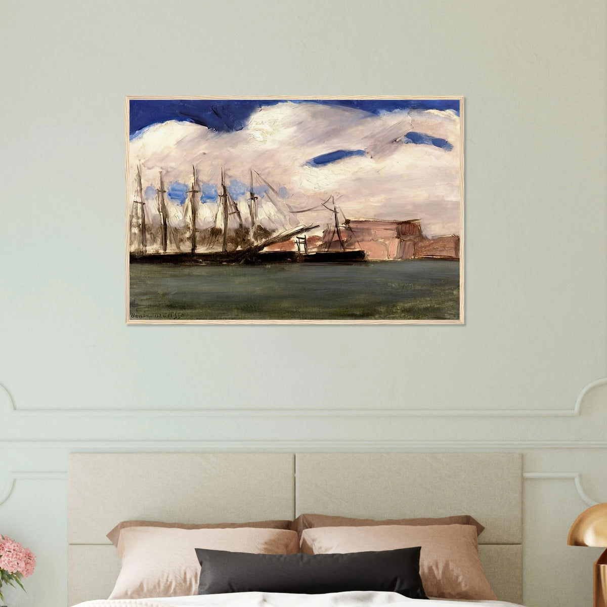 WHITE CLOUDS THE OLD PORT OF MARSEILLE 1918 Framed Poster | Henri Matisse Framed Prints Wall Art | Henri Matisse Print