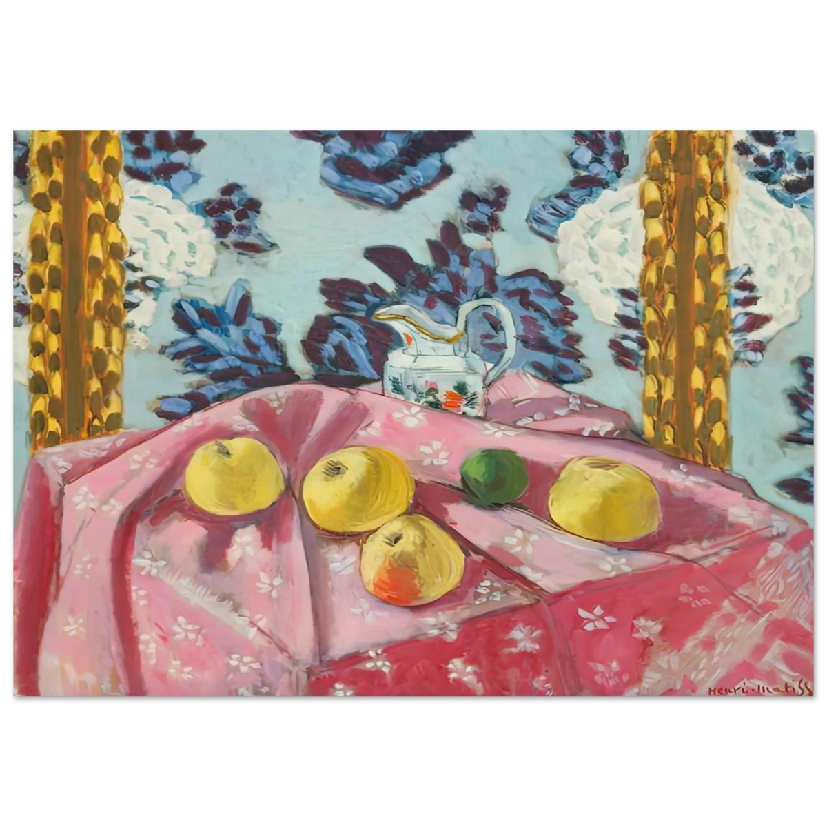 STILL LIFE WITH APPLES ON A PINK TABLECLOTH 1924 Poster | Henri Matisse Poster | Henri Matisse Print
