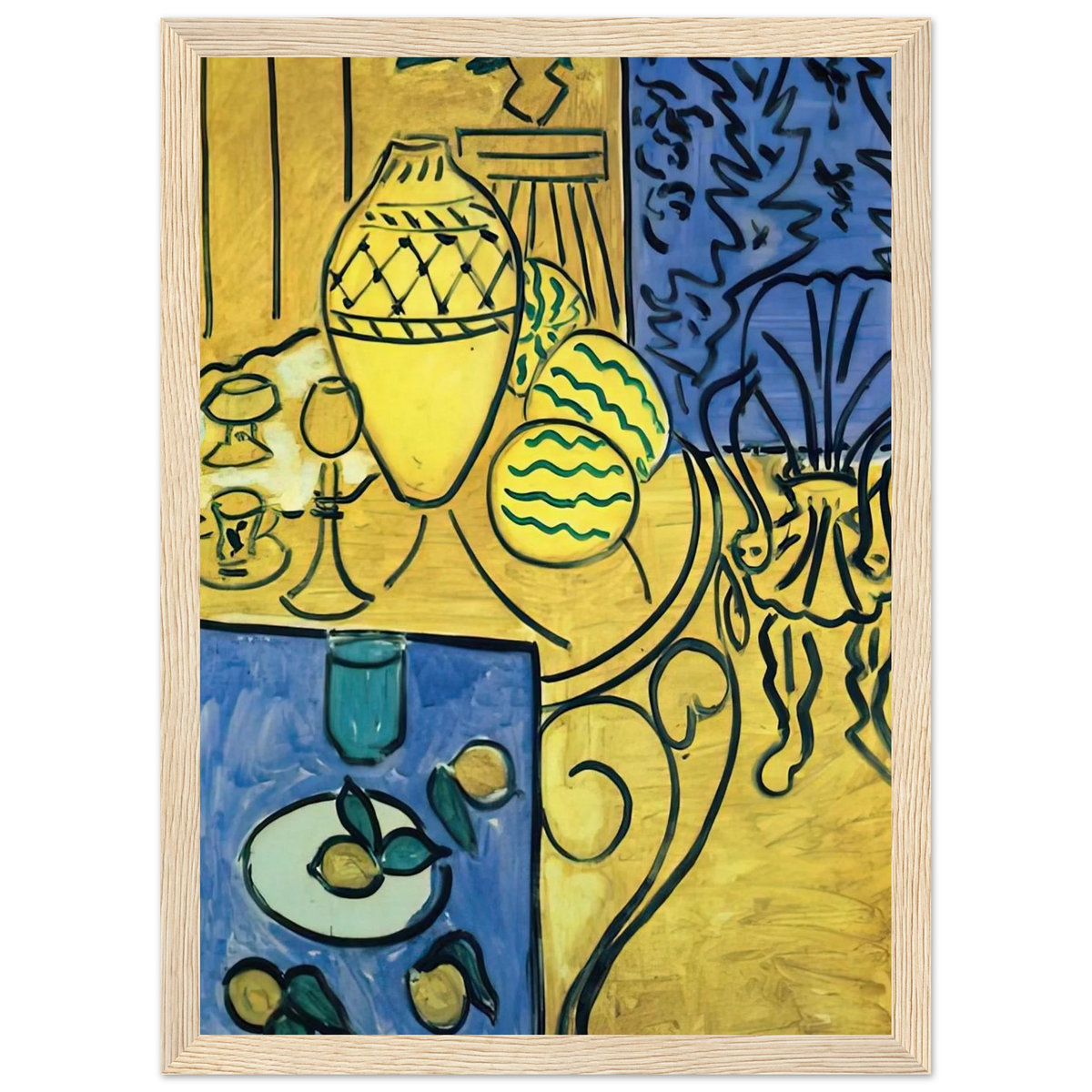 INTERIOR IN YELLOW 1946 Framed Poster | Henri Matisse Framed Prints Wall Art | Henri Matisse Print