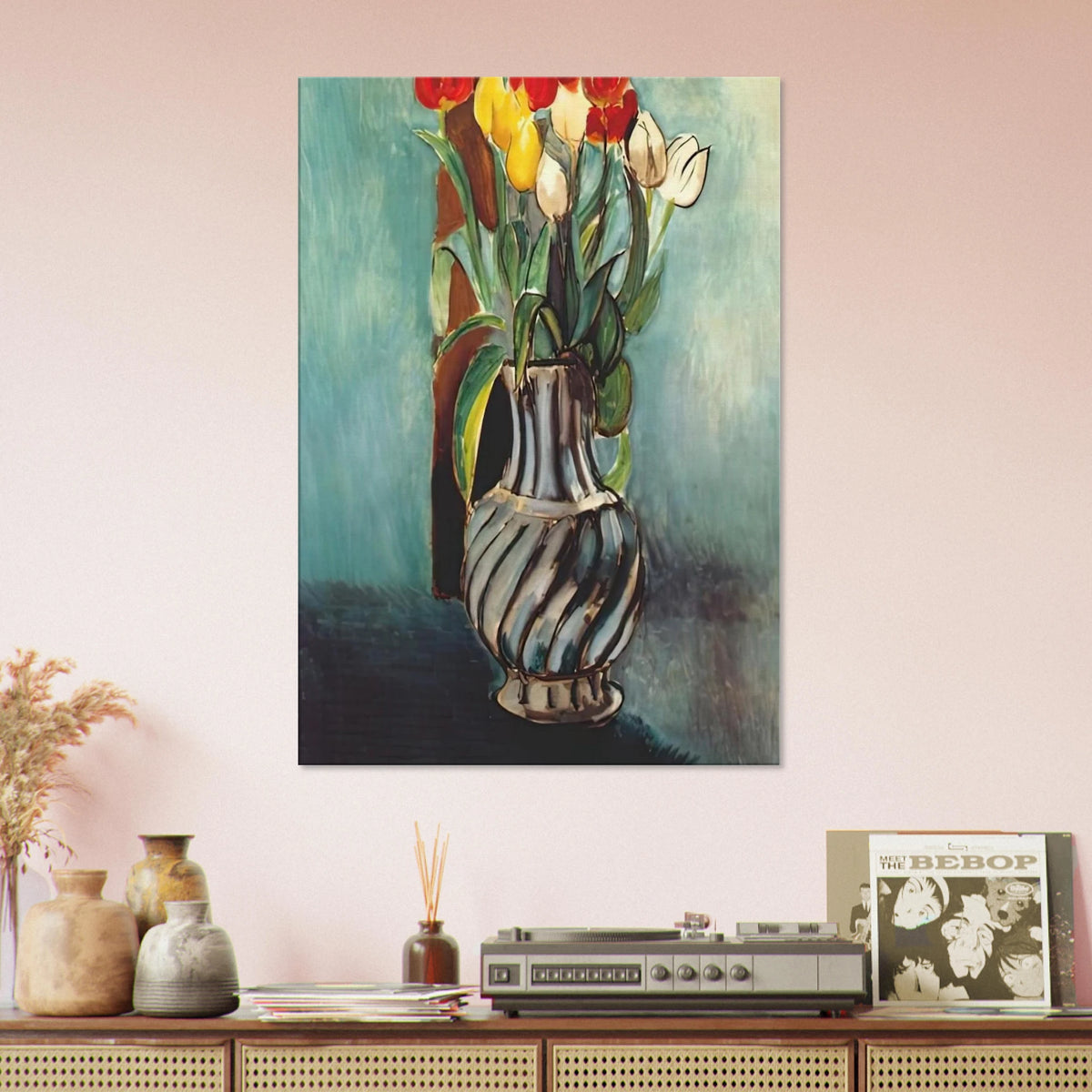 ME MYSELF STENDHAL VASE OF TULIPS 1914 Canvas | Henri Matisse Canvas | Henri Matisse Print