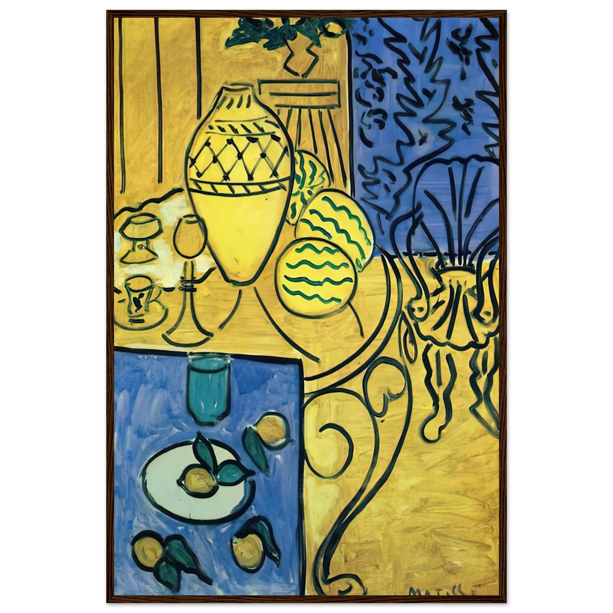 INTERIOR IN YELLOW 1946 Framed Poster | Henri Matisse Framed Prints Wall Art | Henri Matisse Print