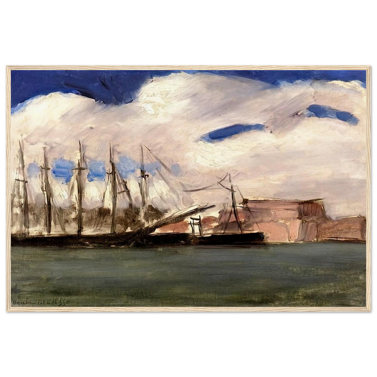 WHITE CLOUDS THE OLD PORT OF MARSEILLE 1918 Framed Poster | Henri Matisse Framed Prints Wall Art | Henri Matisse Print