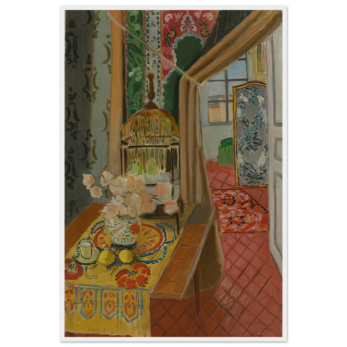 INTERIOR FLOWERS AND PARAKEETS 1924 Framed Poster | Henri Matisse Framed Prints Wall Art | Henri Matisse Print
