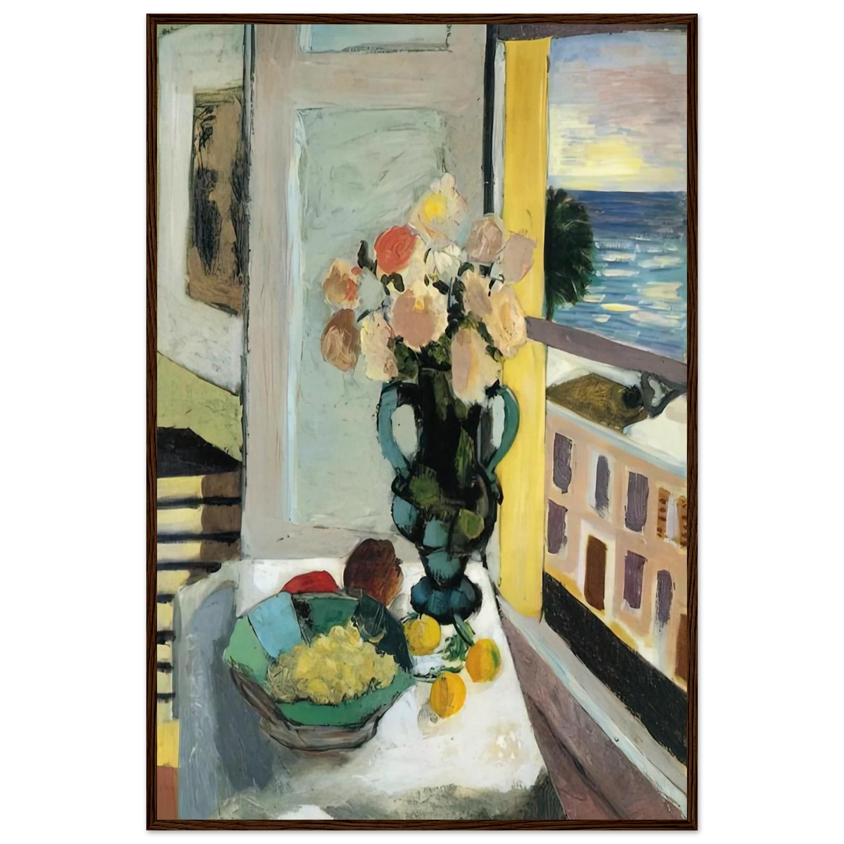 FLOWERS IN FRONT OF A WINDOW 1922 Framed Poster | Henri Matisse Framed Prints Wall Art | Henri Matisse Print