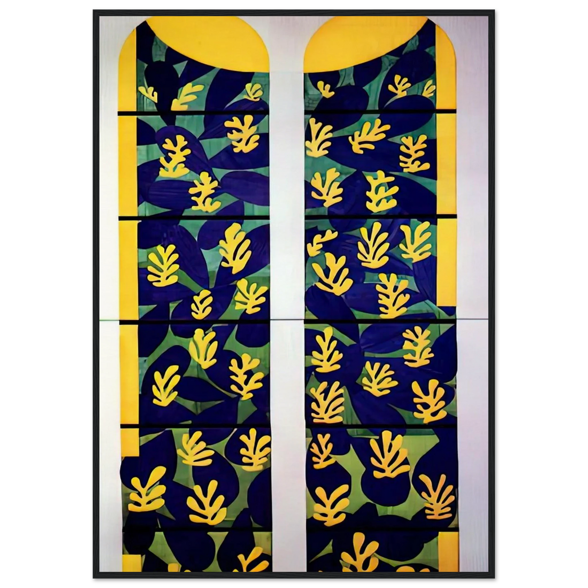 TREE OF LIFE STAINED GLASS BEHIND THE ALTAR IN THE CHAPEL OF THE ROSARY AT VENCE 1951 Framed Poster | Henri Matisse Framed Prints Wall Art | Henri Matisse Print