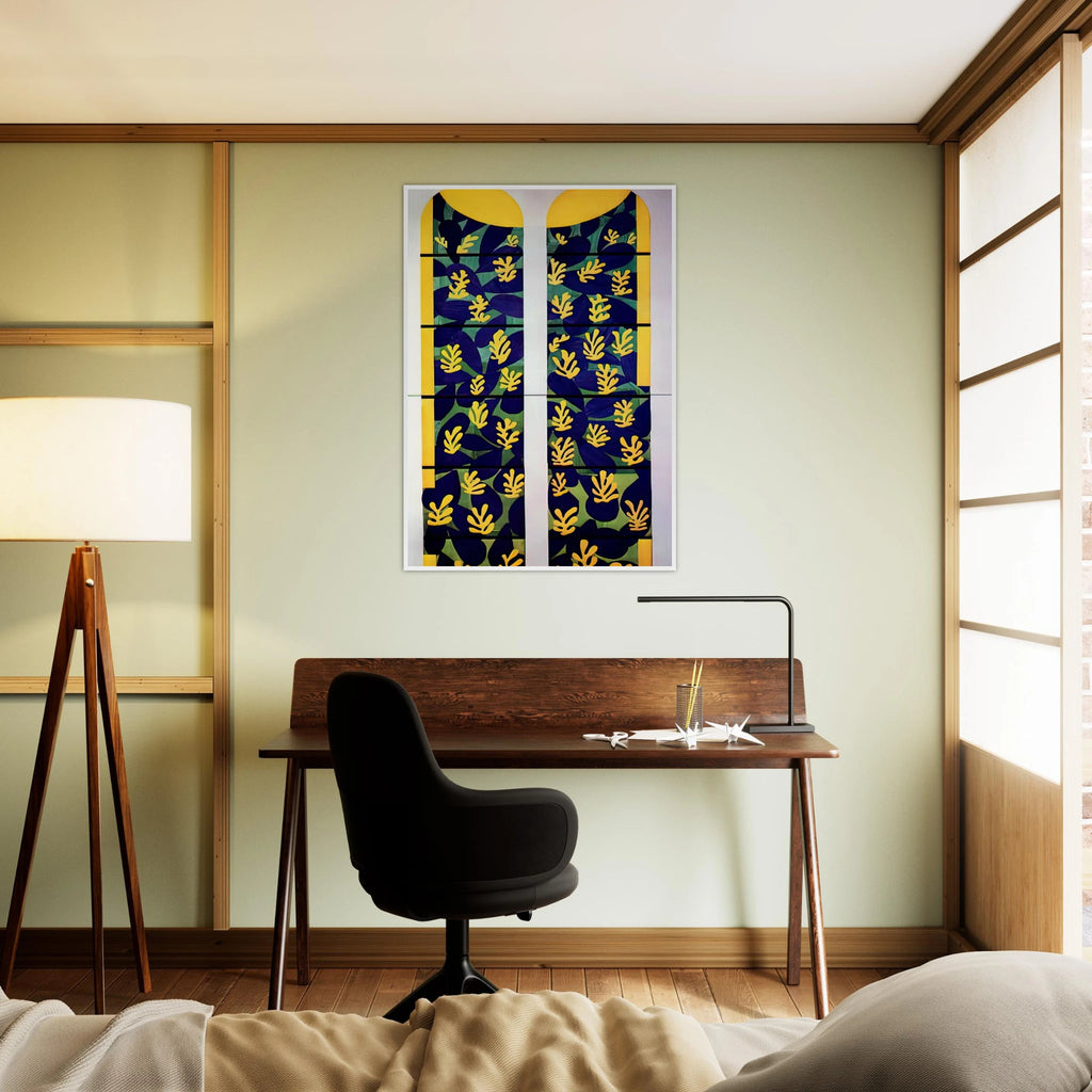 TREE OF LIFE STAINED GLASS BEHIND THE ALTAR IN THE CHAPEL OF THE ROSARY AT VENCE 1951 Framed Poster | Henri Matisse Framed Prints Wall Art | Henri Matisse Print