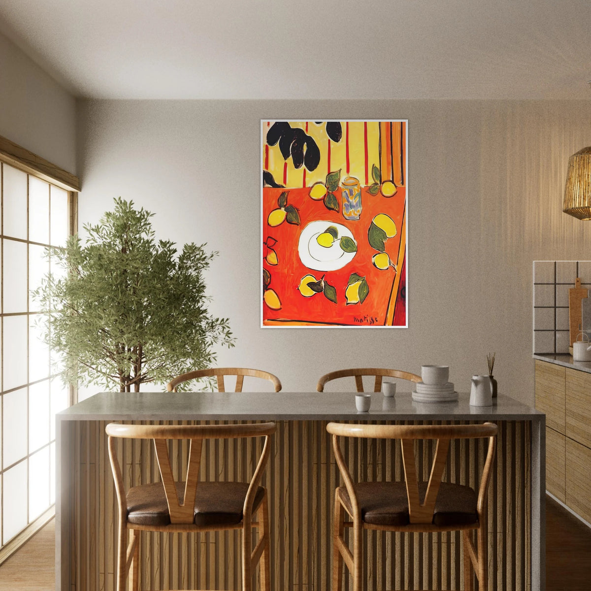 BLACK PHILODENDRON AND LEMONS 1943 Framed Poster | Henri Matisse Framed Prints Wall Art | Henri Matisse Print