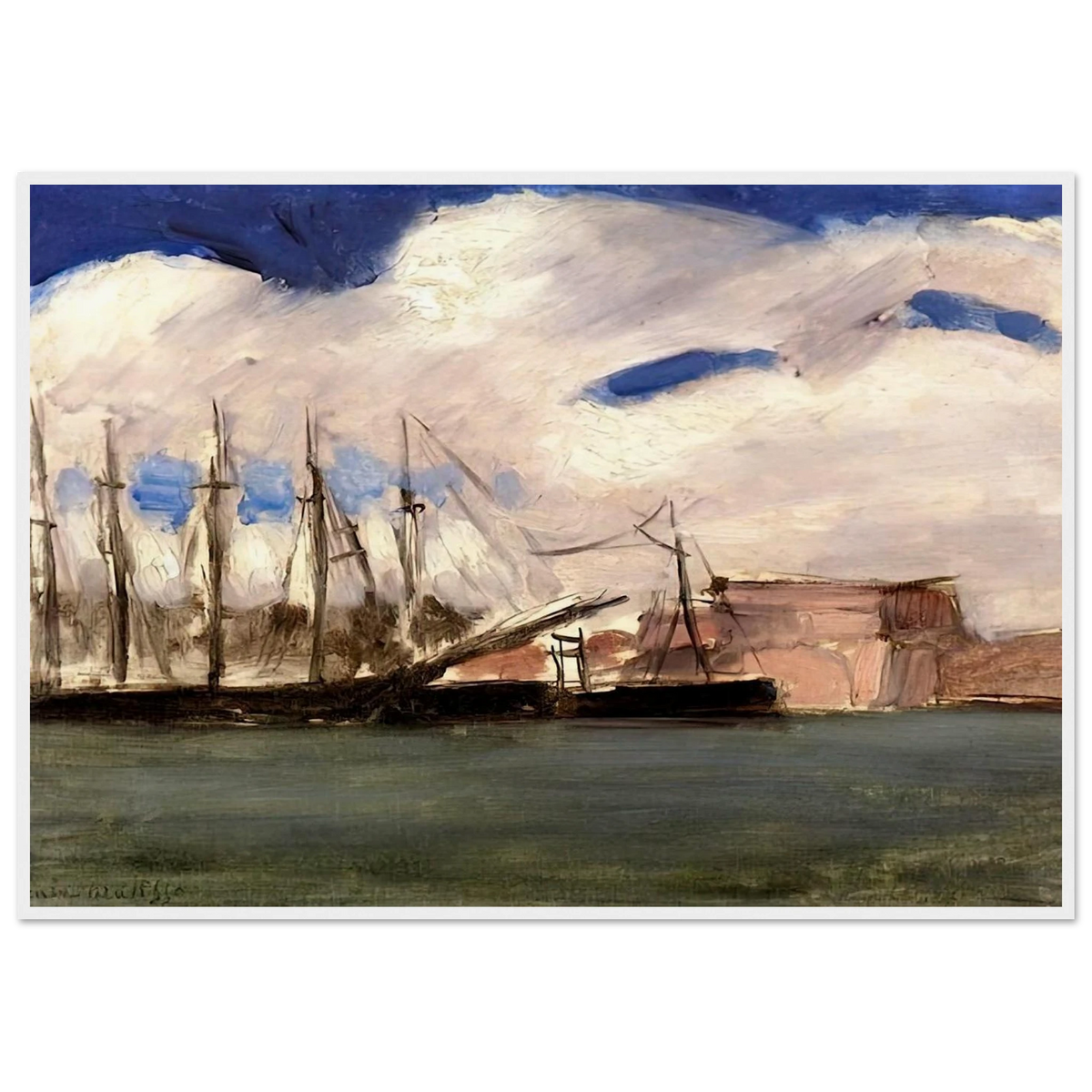 WHITE CLOUDS THE OLD PORT OF MARSEILLE 1918 Framed Poster | Henri Matisse Framed Prints Wall Art | Henri Matisse Print