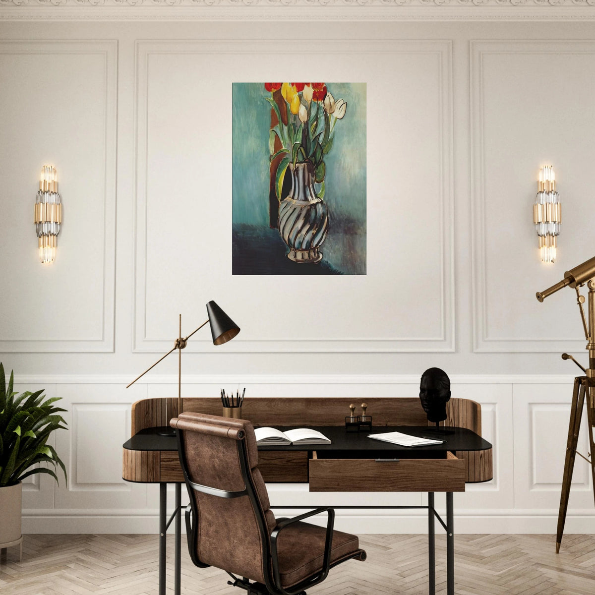ME MYSELF STENDHAL VASE OF TULIPS 1914 Canvas | Henri Matisse Canvas | Henri Matisse Print