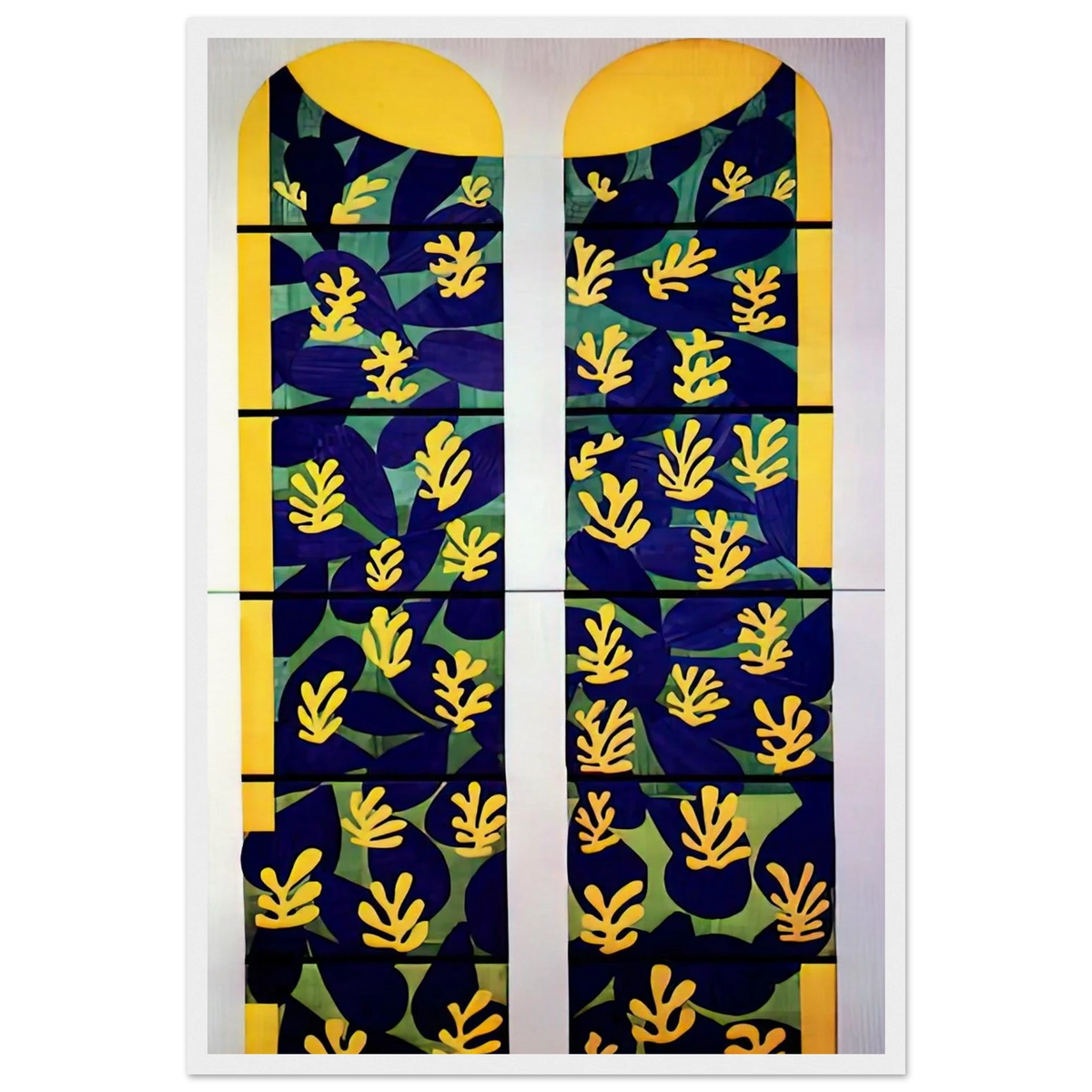 TREE OF LIFE STAINED GLASS BEHIND THE ALTAR IN THE CHAPEL OF THE ROSARY AT VENCE 1951 Framed Poster | Henri Matisse Framed Prints Wall Art | Henri Matisse Print