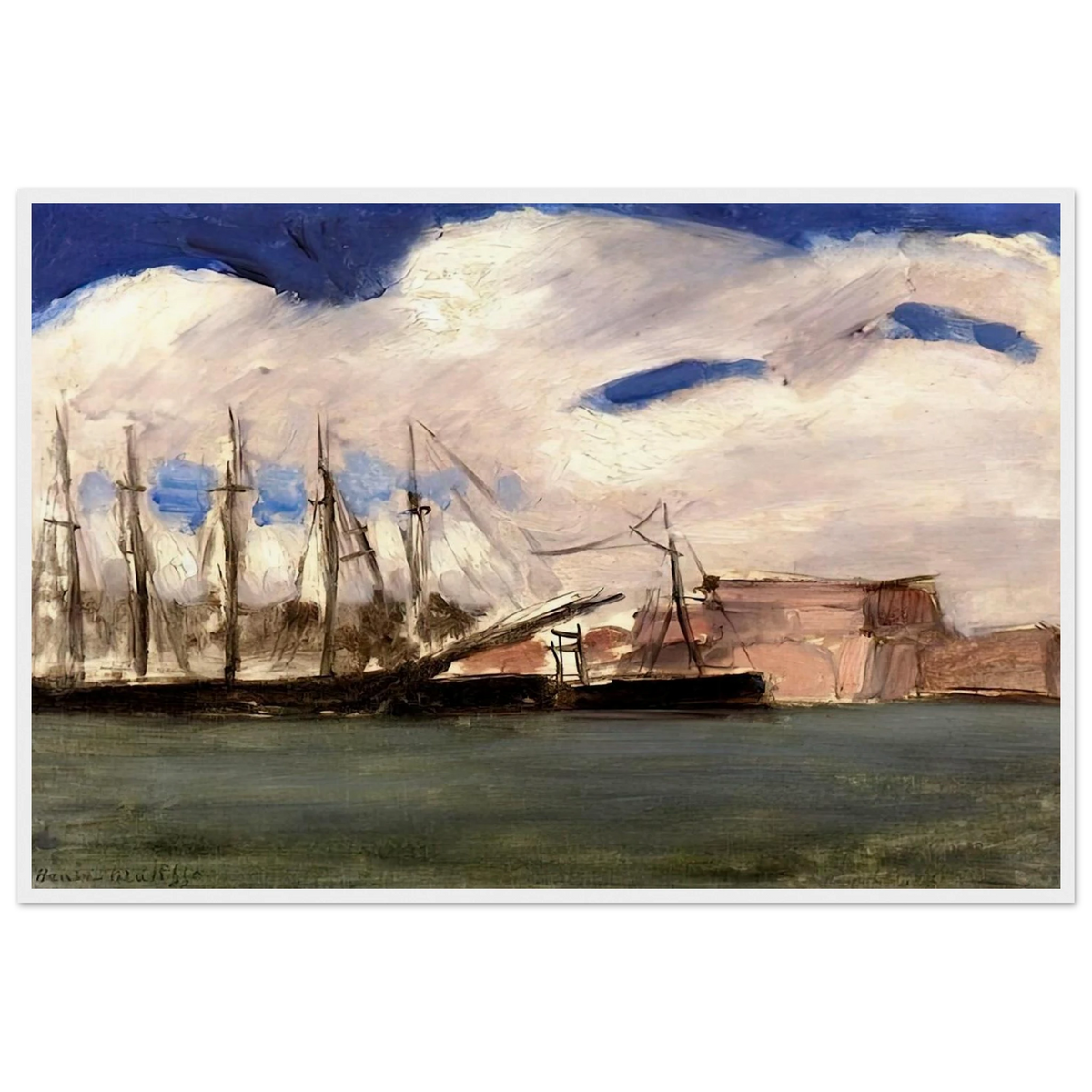 WHITE CLOUDS THE OLD PORT OF MARSEILLE 1918 Framed Poster | Henri Matisse Framed Prints Wall Art | Henri Matisse Print