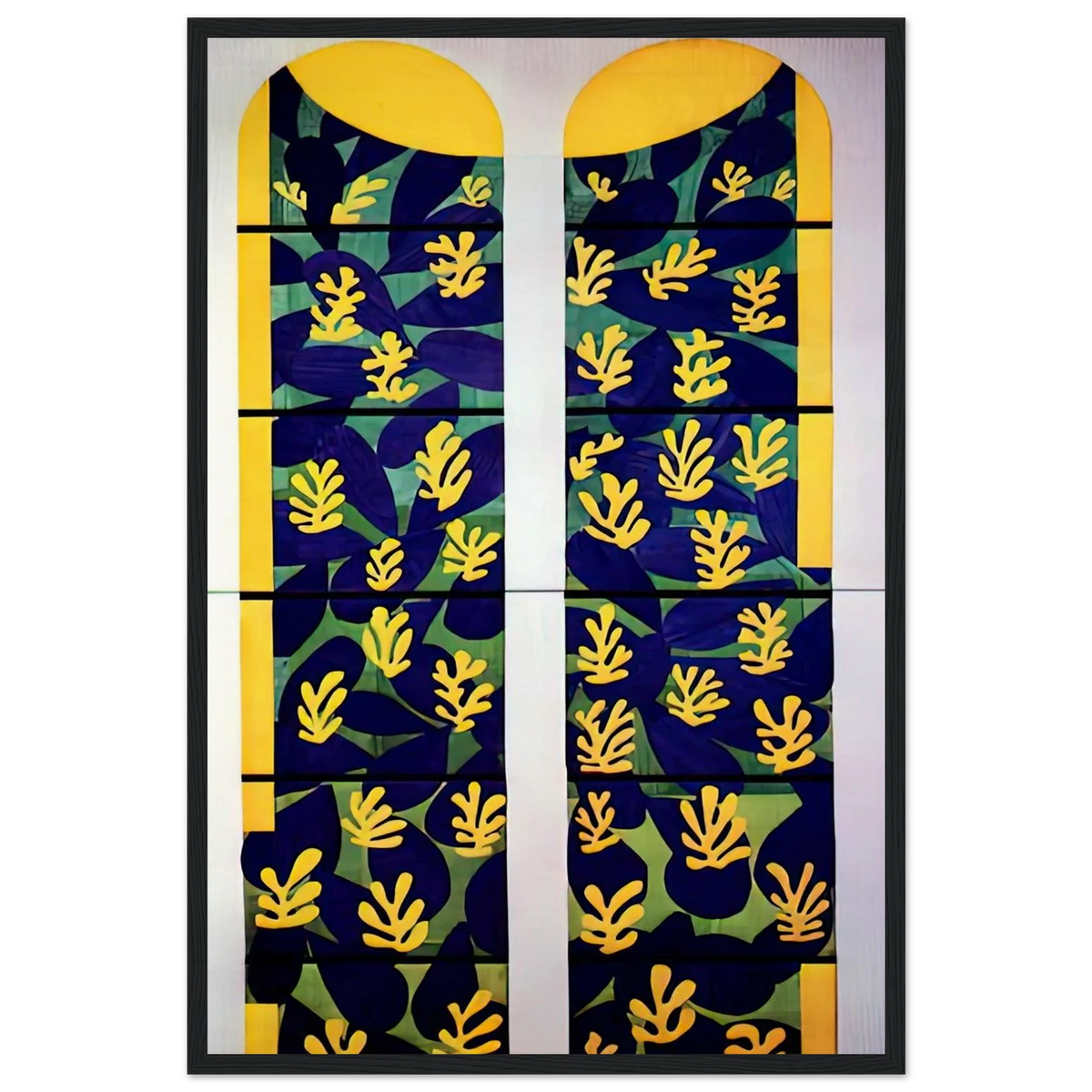 TREE OF LIFE STAINED GLASS BEHIND THE ALTAR IN THE CHAPEL OF THE ROSARY AT VENCE 1951 Framed Poster | Henri Matisse Framed Prints Wall Art | Henri Matisse Print
