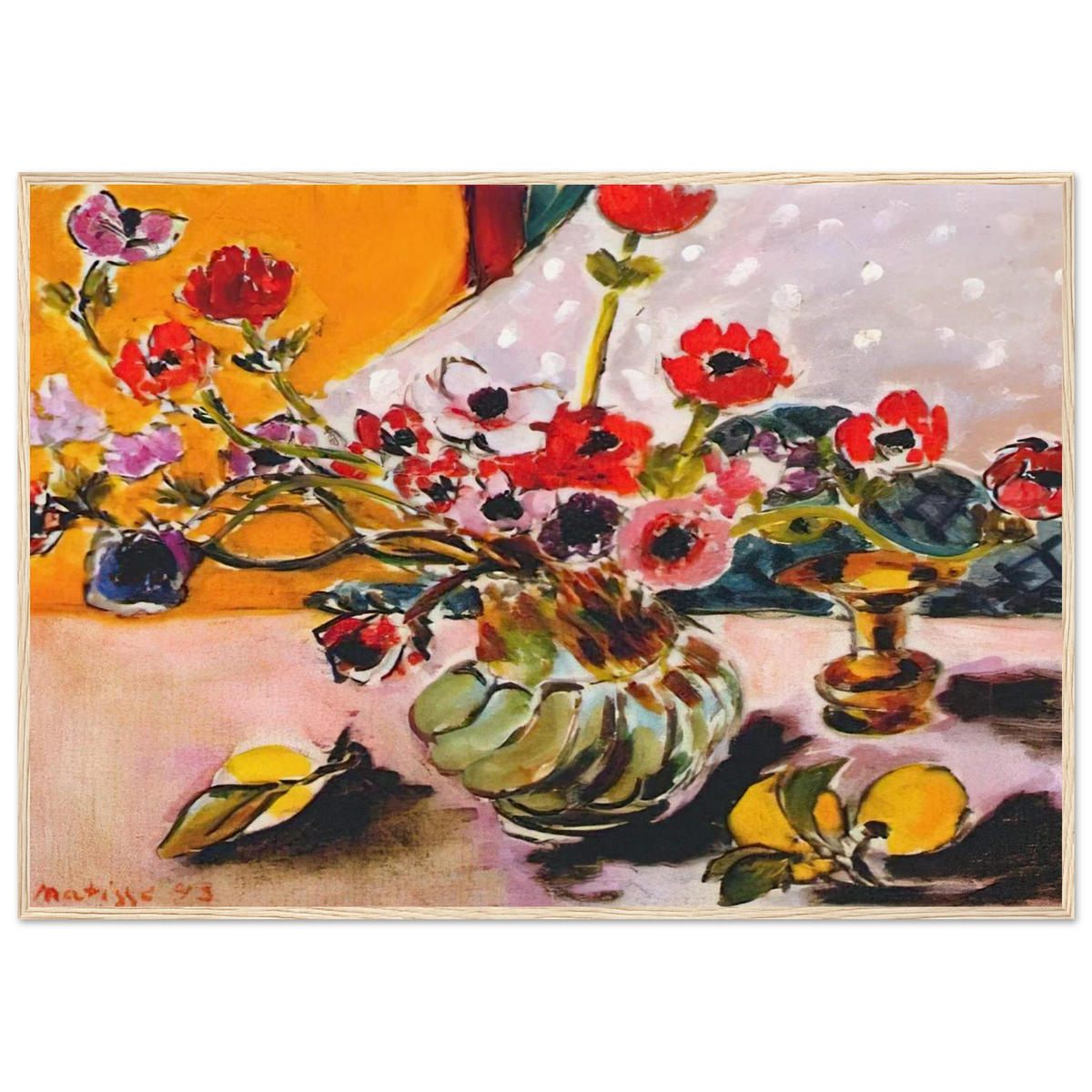 ANEMONES AND CHINESE VASE 1943 Framed Poster | Henri Matisse Framed Prints Wall Art | Henri Matisse Print