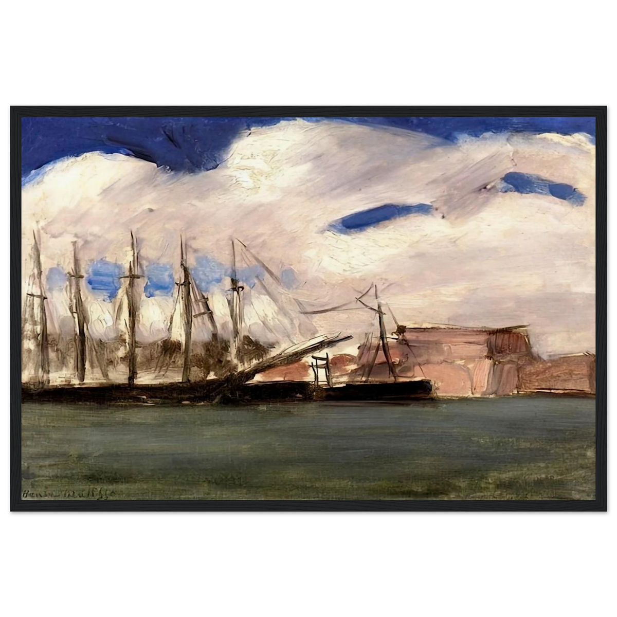 WHITE CLOUDS THE OLD PORT OF MARSEILLE 1918 Framed Poster | Henri Matisse Framed Prints Wall Art | Henri Matisse Print