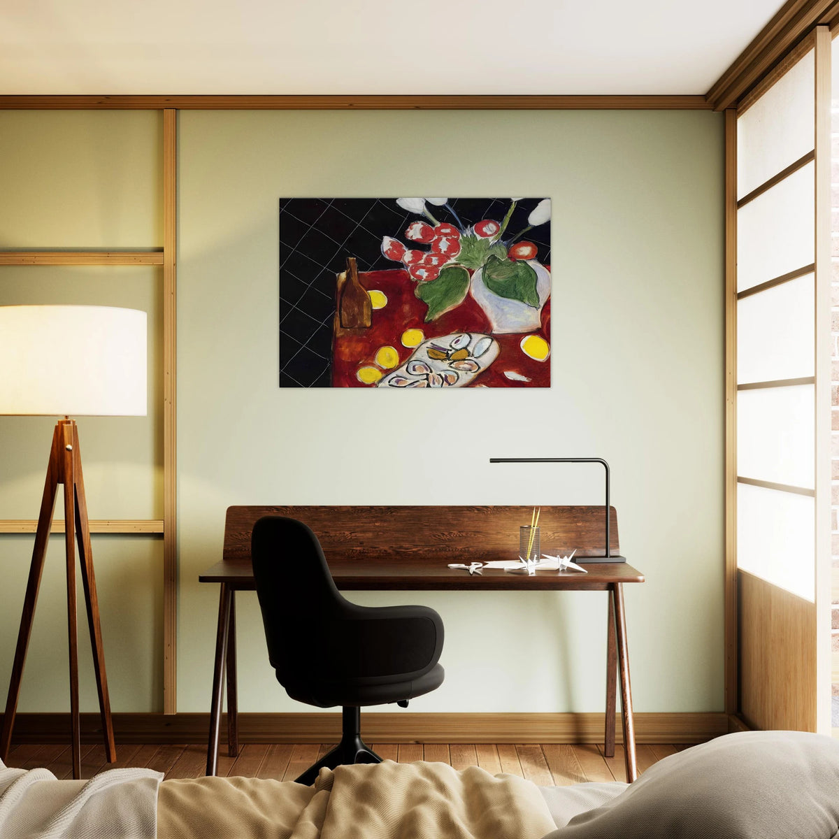 TULIPS AND OYSTERS ON A BLACK BACKGROUND 1943 Canvas | Henri Matisse Canvas | Henri Matisse Print