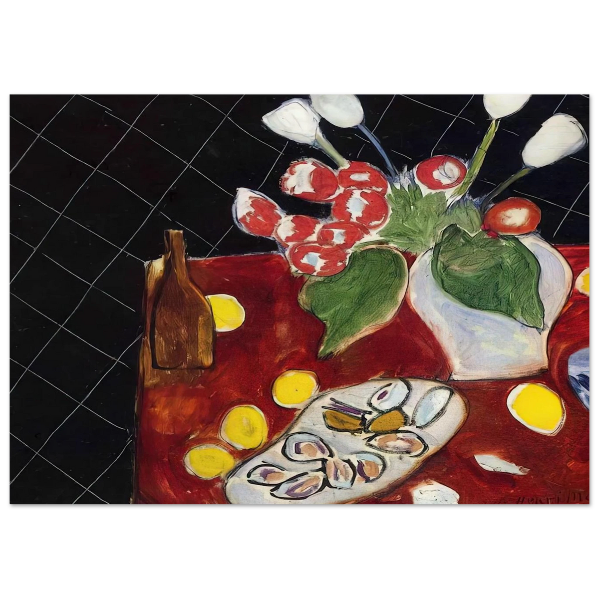 TULIPS AND OYSTERS ON A BLACK BACKGROUND 1943 Poster | Henri Matisse Poster | Henri Matisse Print