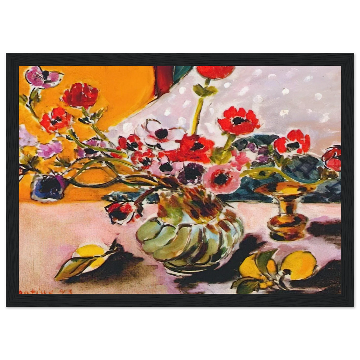 ANEMONES AND CHINESE VASE 1943 Framed Poster | Henri Matisse Framed Prints Wall Art | Henri Matisse Print