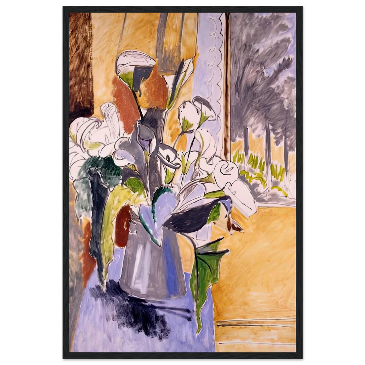 BOUQUET OF FLOWERS ON A VERANDA 1912 Framed Poster | Henri Matisse Framed Prints Wall Art | Henri Matisse Print