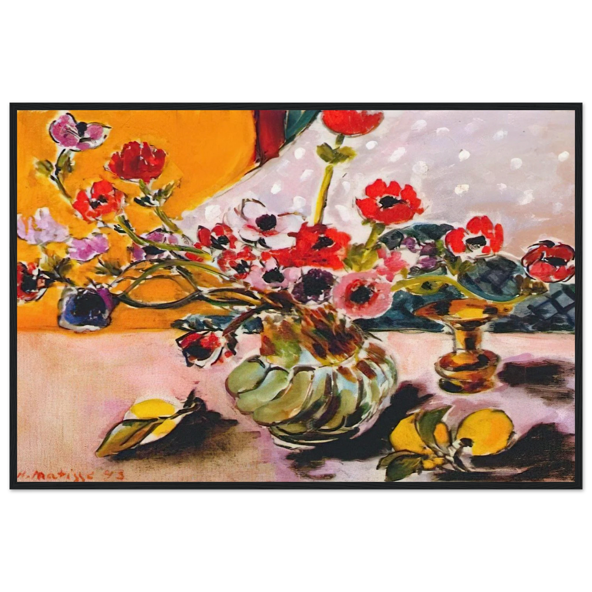ANEMONES AND CHINESE VASE 1943 Framed Poster | Henri Matisse Framed Prints Wall Art | Henri Matisse Print