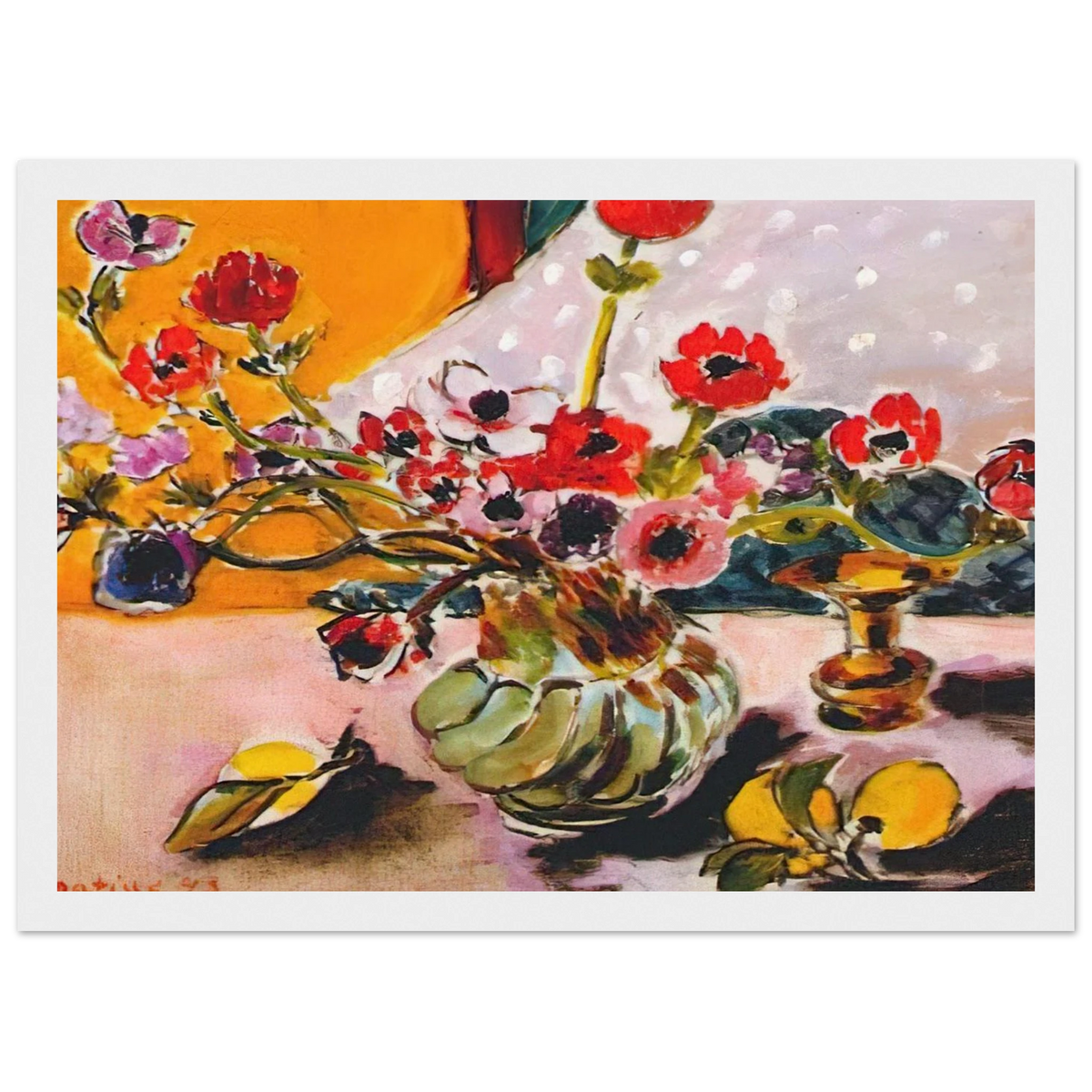 ANEMONES AND CHINESE VASE 1943 Framed Poster | Henri Matisse Framed Prints Wall Art | Henri Matisse Print