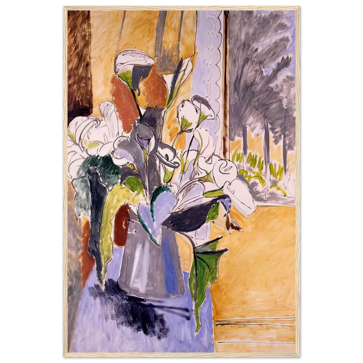 BOUQUET OF FLOWERS ON A VERANDA 1912 Framed Poster | Henri Matisse Framed Prints Wall Art | Henri Matisse Print