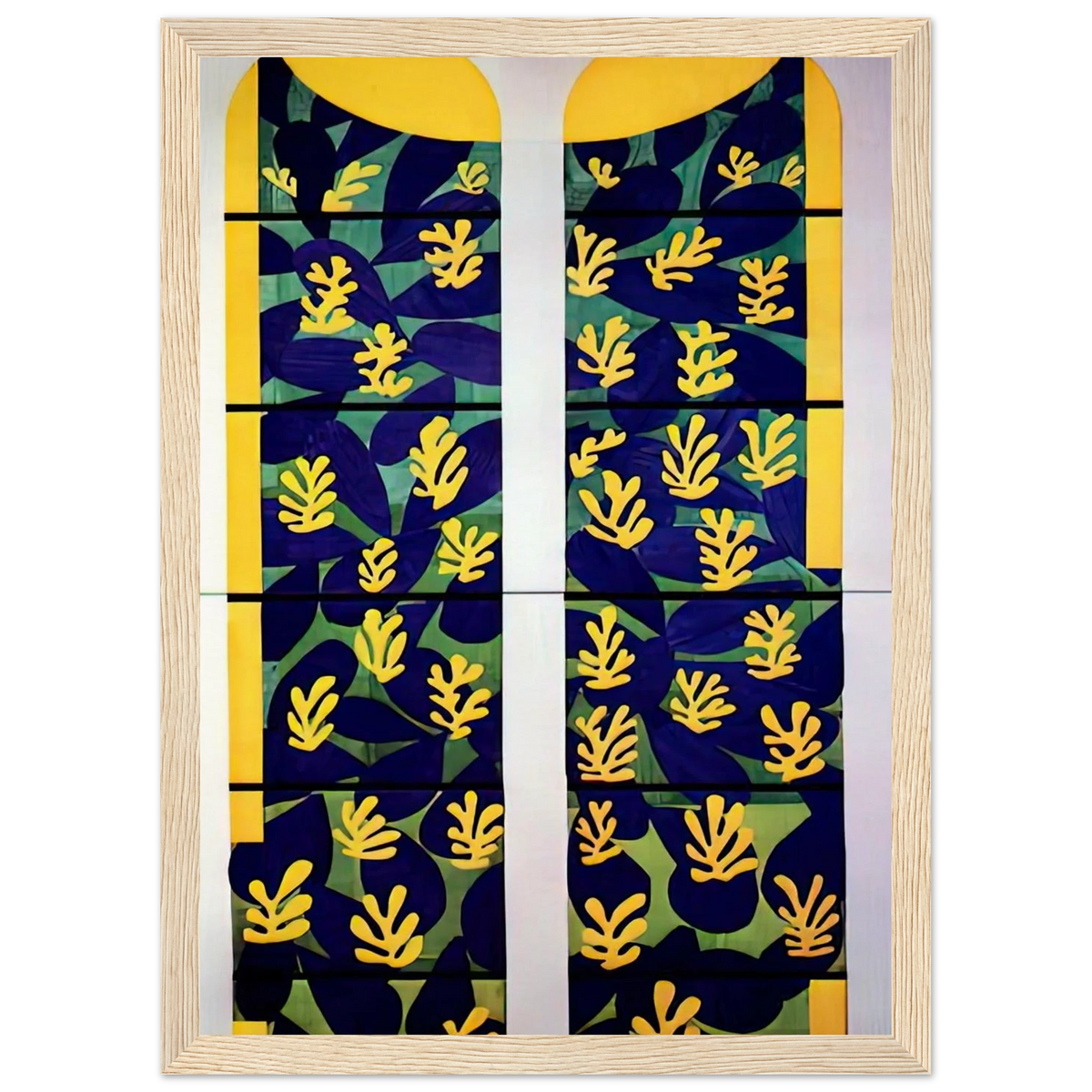 TREE OF LIFE STAINED GLASS BEHIND THE ALTAR IN THE CHAPEL OF THE ROSARY AT VENCE 1951 Framed Poster | Henri Matisse Framed Prints Wall Art | Henri Matisse Print