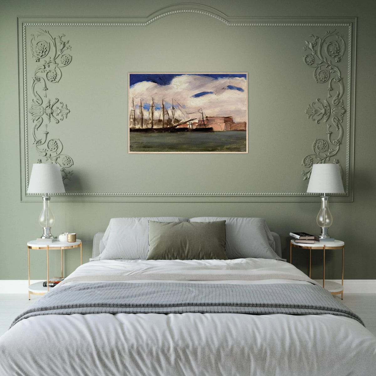 WHITE CLOUDS THE OLD PORT OF MARSEILLE 1918 Framed Poster | Henri Matisse Framed Prints Wall Art | Henri Matisse Print