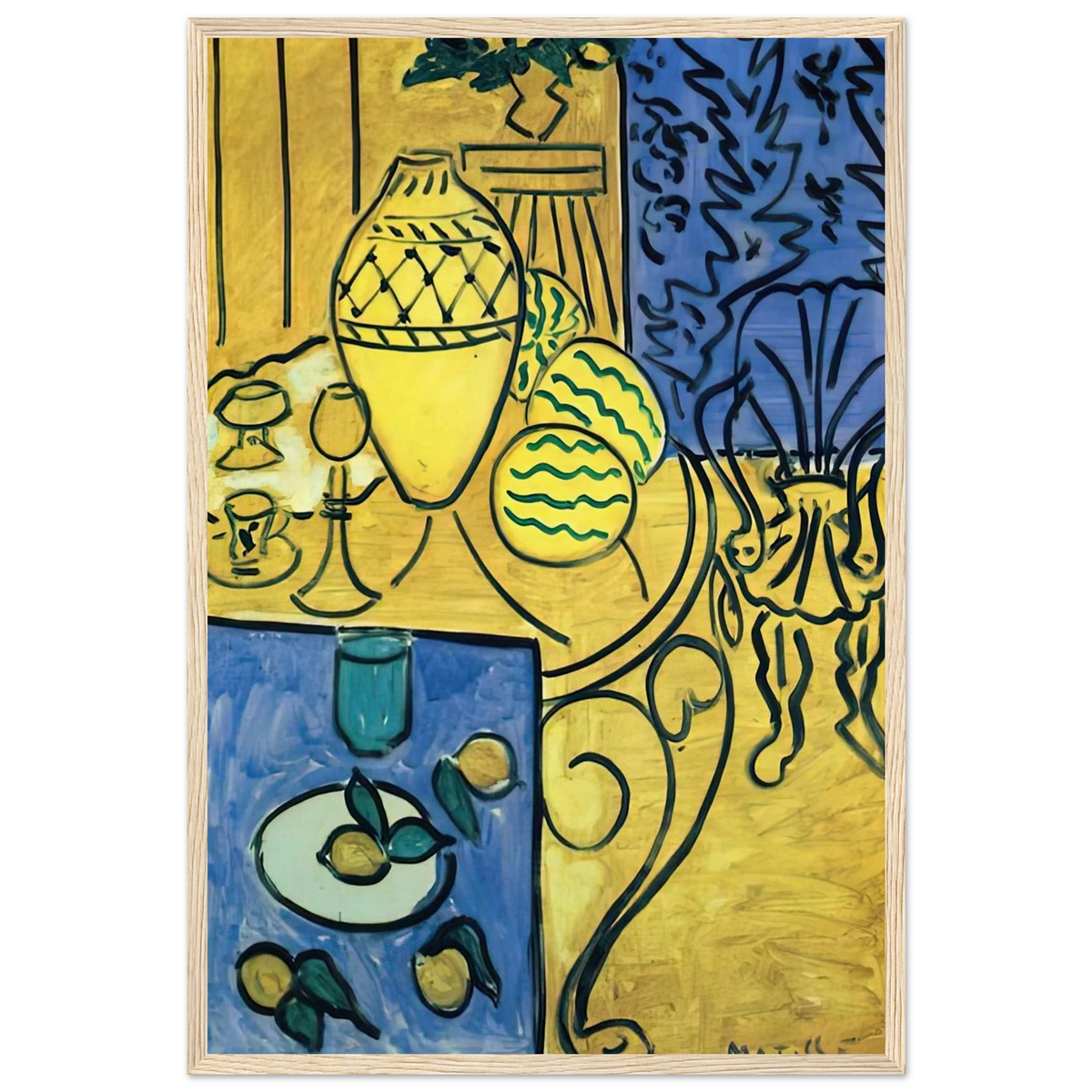 INTERIOR IN YELLOW 1946 Framed Poster | Henri Matisse Framed Prints Wall Art | Henri Matisse Print